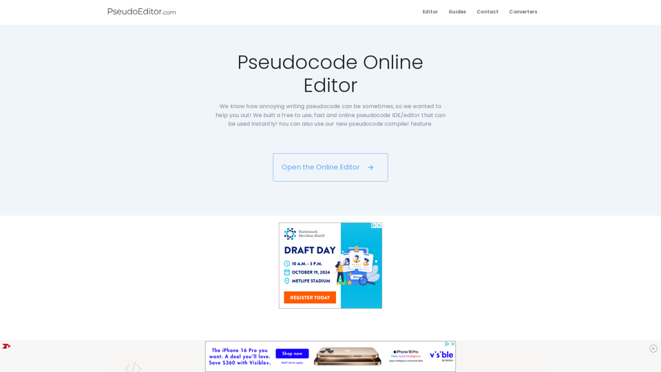 Pseudocode Editor Online - PseudoEditor