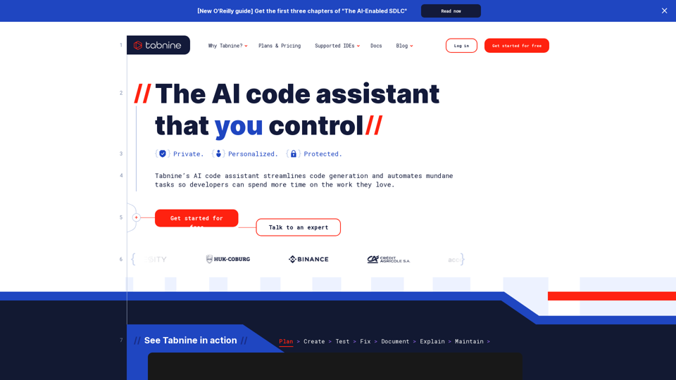 Tabnine AI code assistant | Private, personalized, protected