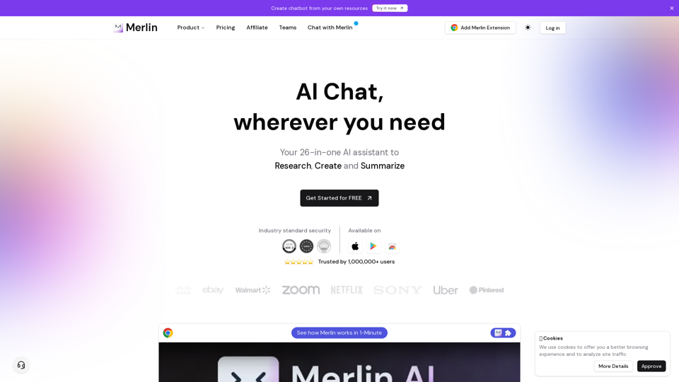 Merlin AI | Ask AI to Research, Write, Summarize in 1-click