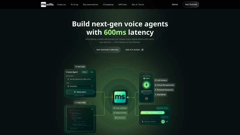 Millis AI - Build next-gen voice agents with ultra-low 600ms latency