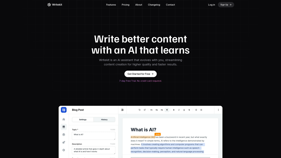 Writekit - Write better content with an AI that learns