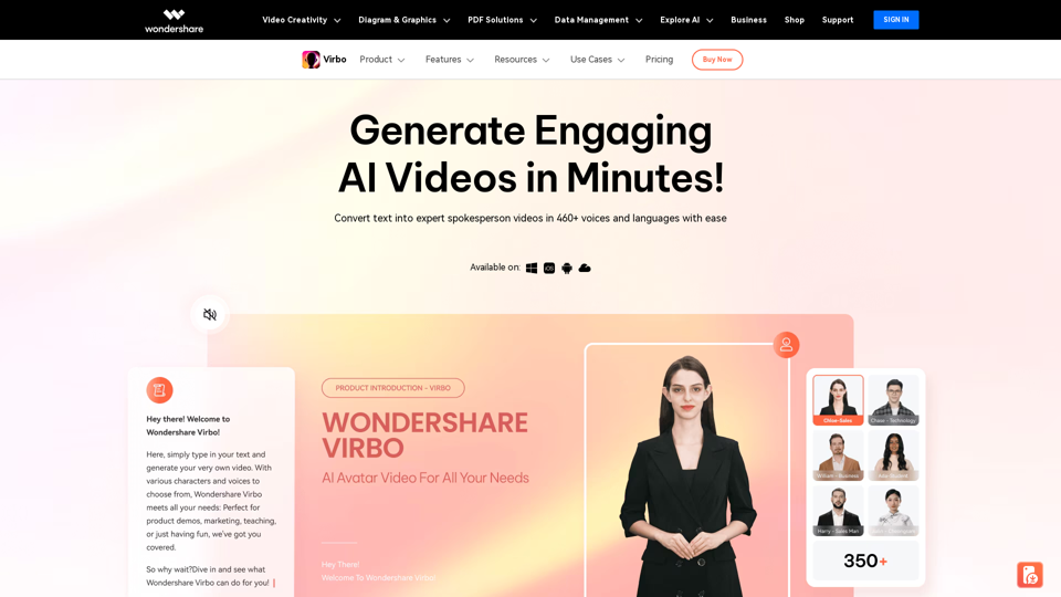 Wondershare Virbo - Generate Engaging AI Video in Minutes!