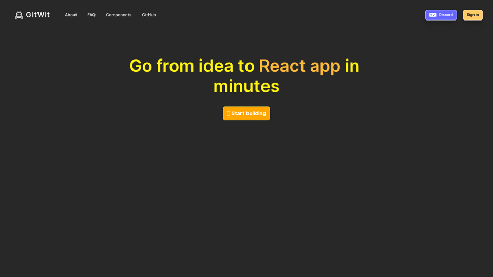 GitWit: 몇 분 안에 React 앱 출시 GitWit: 몇 분 안에 React 앱 출시