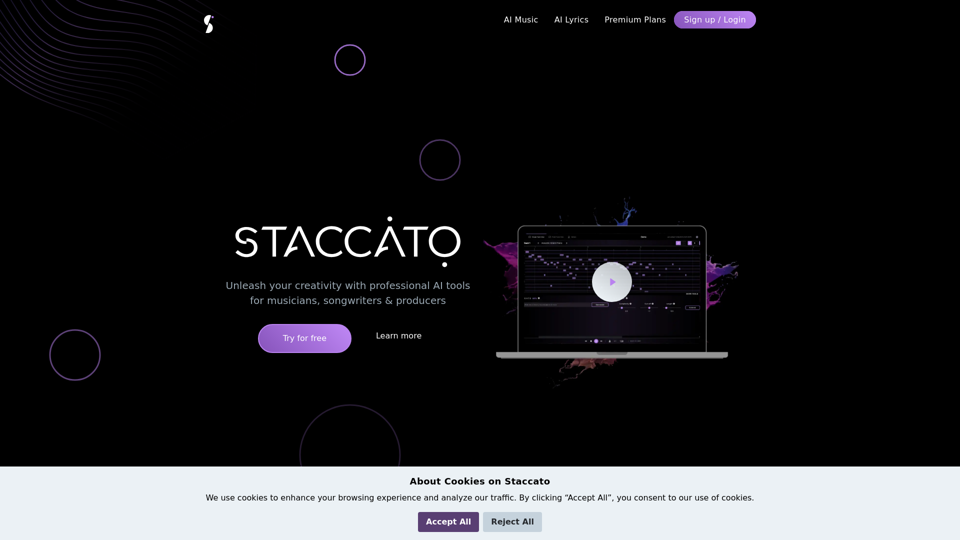 Staccato | AI-Tools für Musik-Macher | MIDI-Musik & Lieder