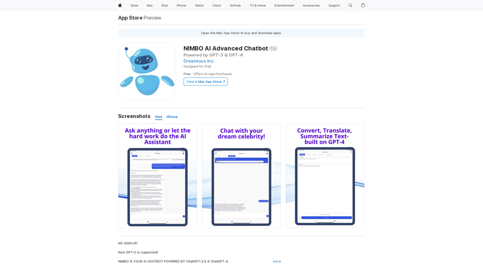 NIMBO AI高级聊天机器人在App Store上 NIMBO AI高级聊天机器人在App Store上