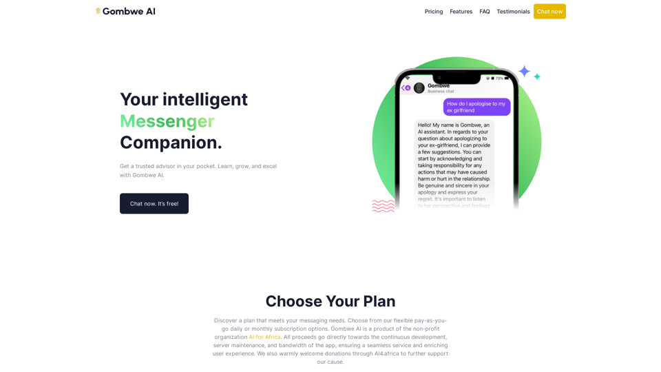 Gombwe AI | 一个与Messenger集成的AI动力工具 Gombwe AI | 一个与Messenger集成的AI动力工具
