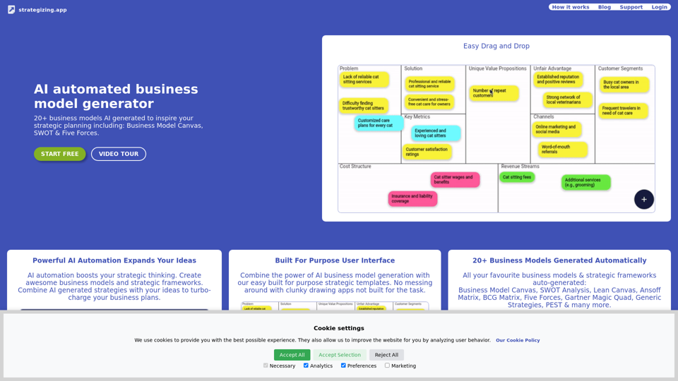 Strategizing App - AI automated business model generator