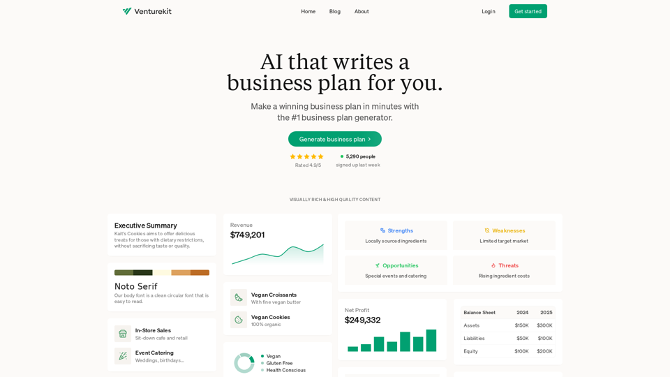 Venturekit | AI Generated Business Plans