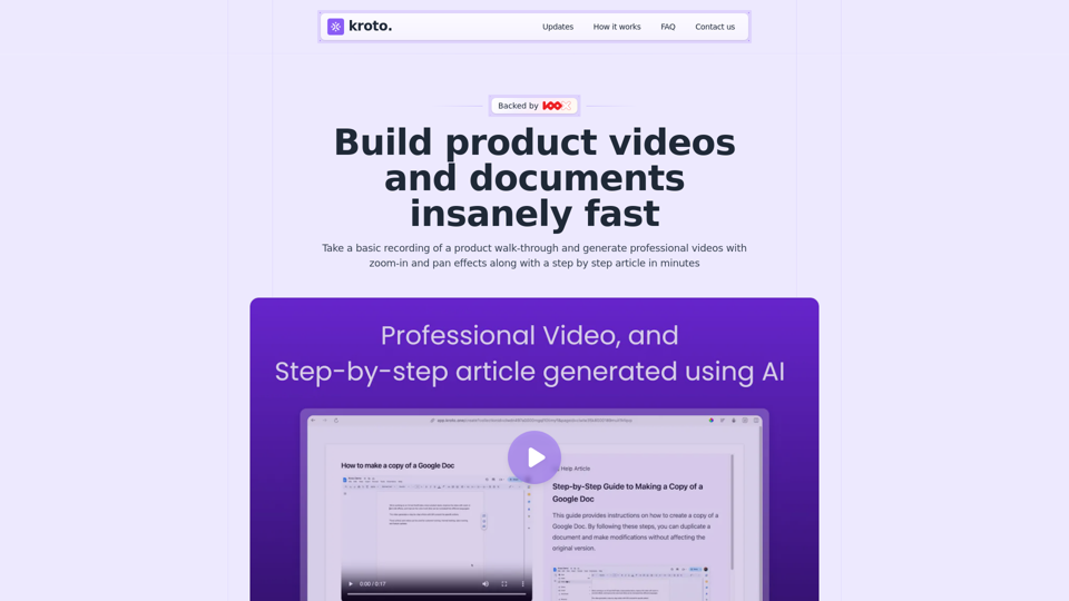 Kroto - Docs & Videos in minutes