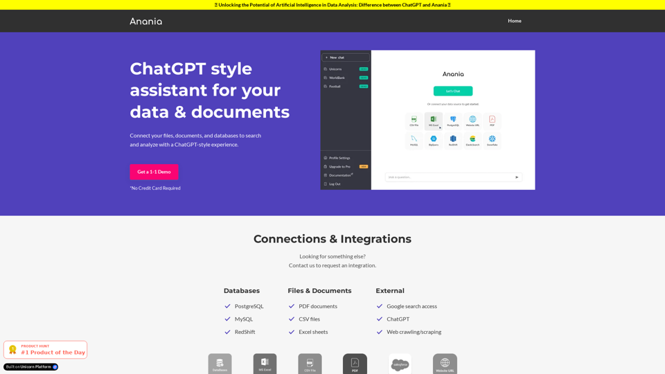 Anania | ChatGPT for analytics and documents