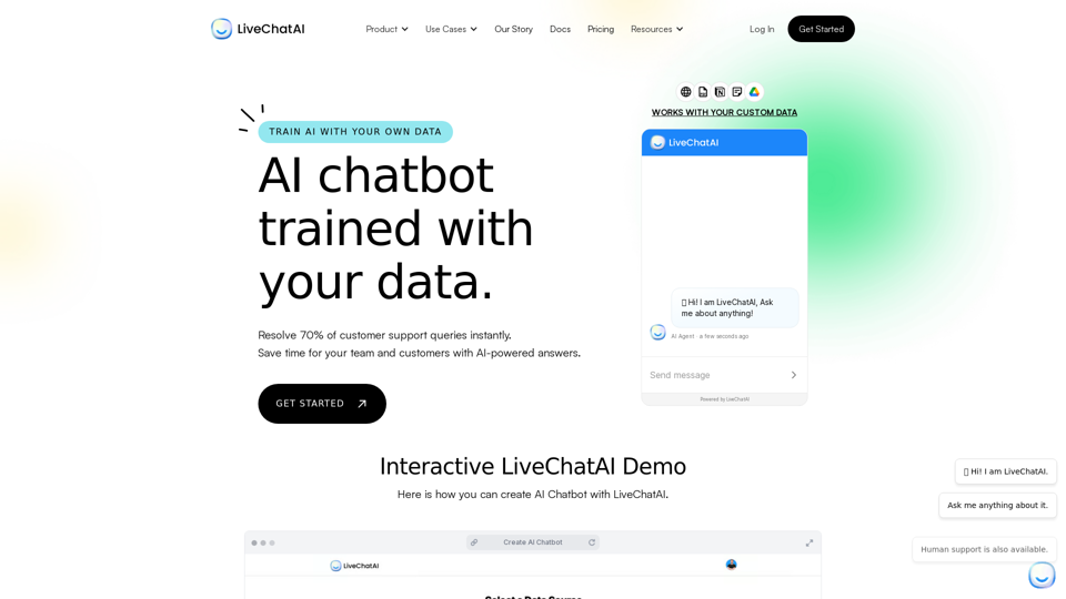 AI Chatbot Works With Your Data - LiveChatAI