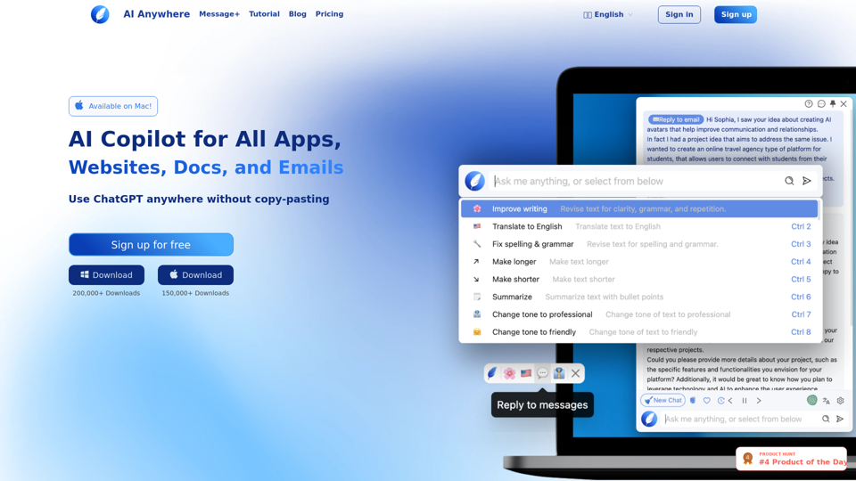 AIAnywhere - 您的所有应用程序ChatGPT AI Copilot AIAnywhere - 您的所有应用程序ChatGPT AI Copilot