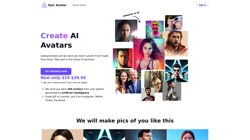 AI Profile Picture Generator I Epic Avatar