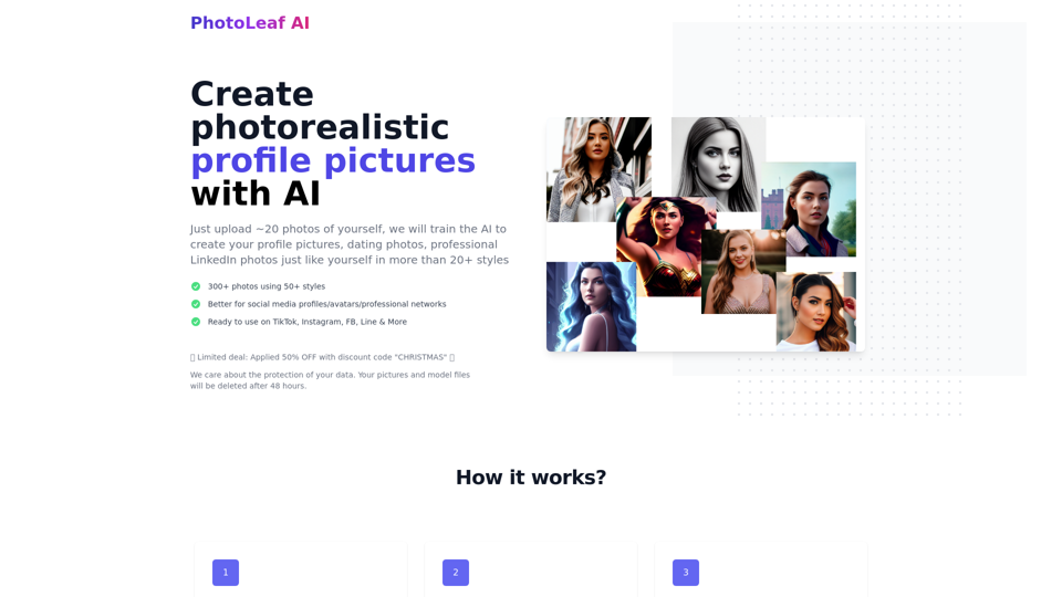 PhotoLeaf AI | 멋진 AI 생성 프로필 사진 만들기 PhotoLeaf AI | 멋진 AI 생성 프로필 사진 만들기