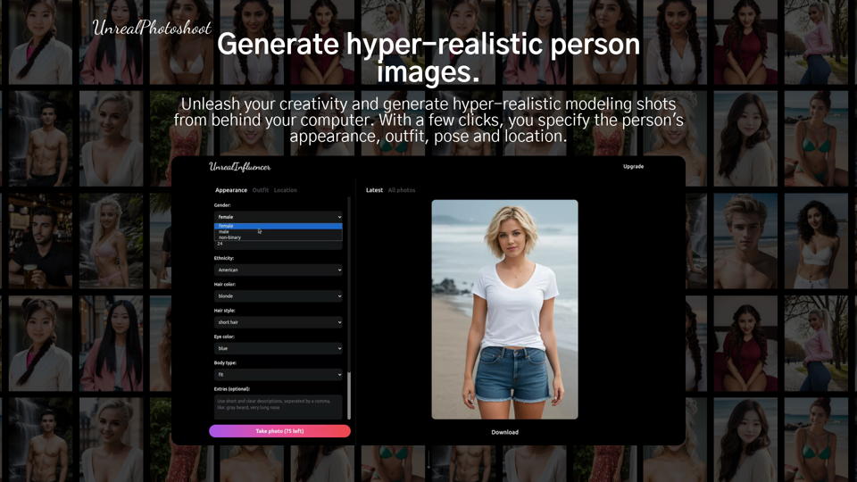 Hyper-realistische AI-erstellte Person-Bilder