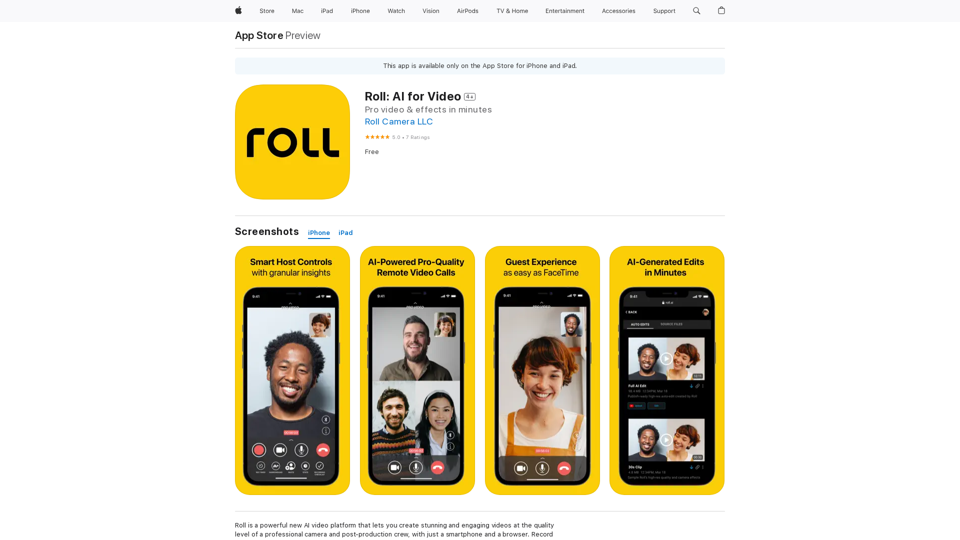 Roll: AI für Video auf dem App Store