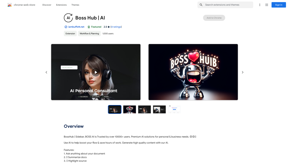 사장 허브 | AI - 크롬 웹 스토어 사장 허브 | AI - 크롬 웹 스토어