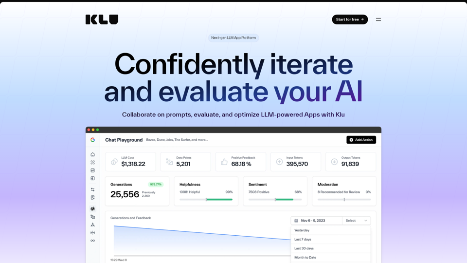 Klu.ai — Klu로 LLM 앱 디자인, 배포 및 최적화 Klu.ai — Klu로 LLM 앱 디자인, 배포 및 최적화