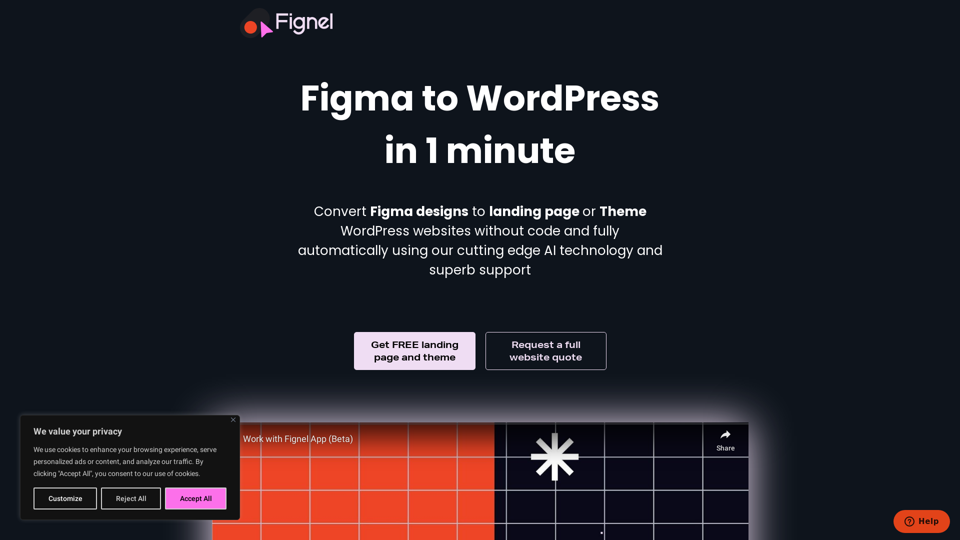 Figma to WordPress in 1 minute - Fignel: Figma to WP Plugin