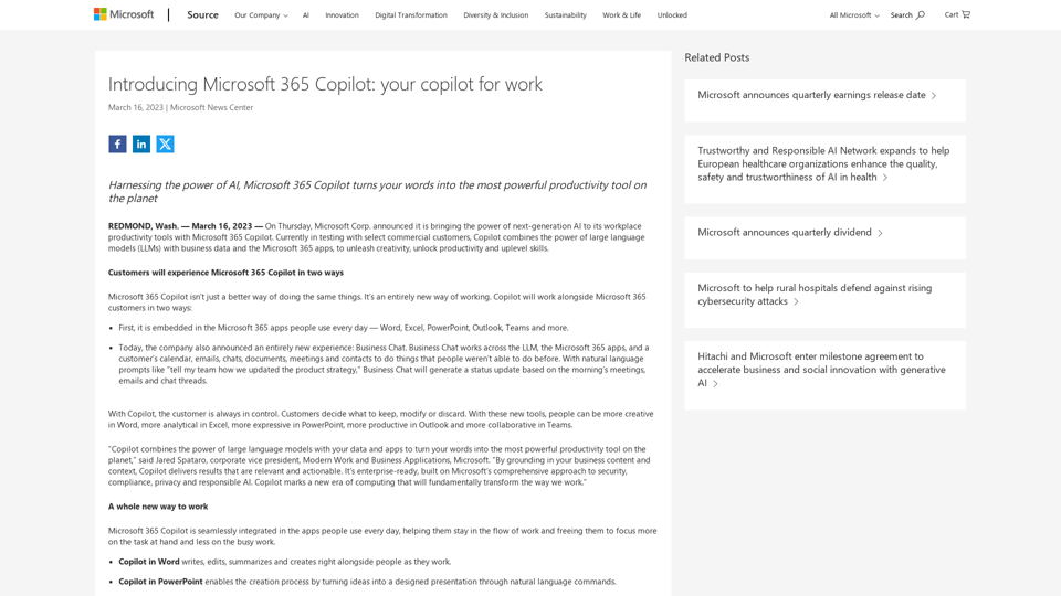 업무용 부조종사, Microsoft 365 Copilot 소개 - 스토리 업무용 부조종사, Microsoft 365 Copilot 소개 - 스토리