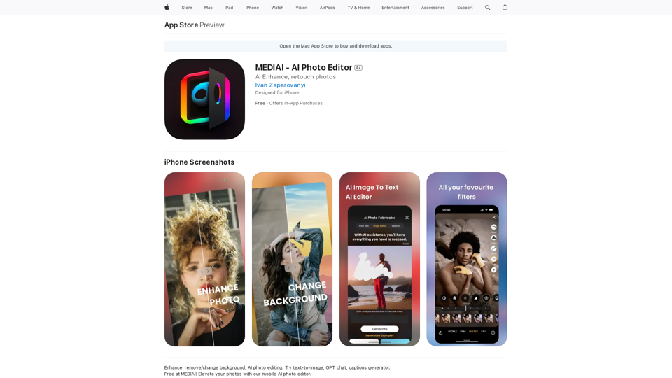 MEDIAI - AI-Fotobearbeiter im App Store