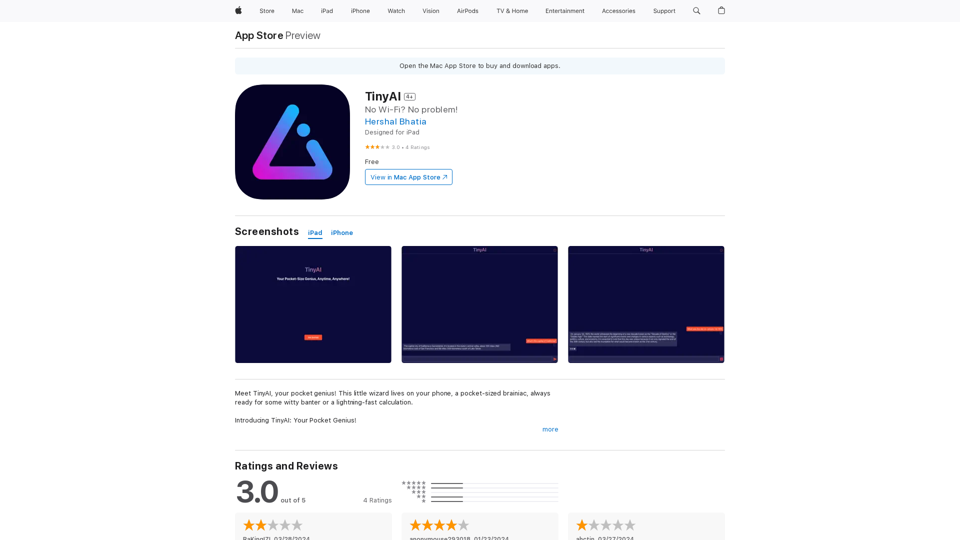 앱 스토어上的 TinyAI 앱 스토어上的 TinyAI