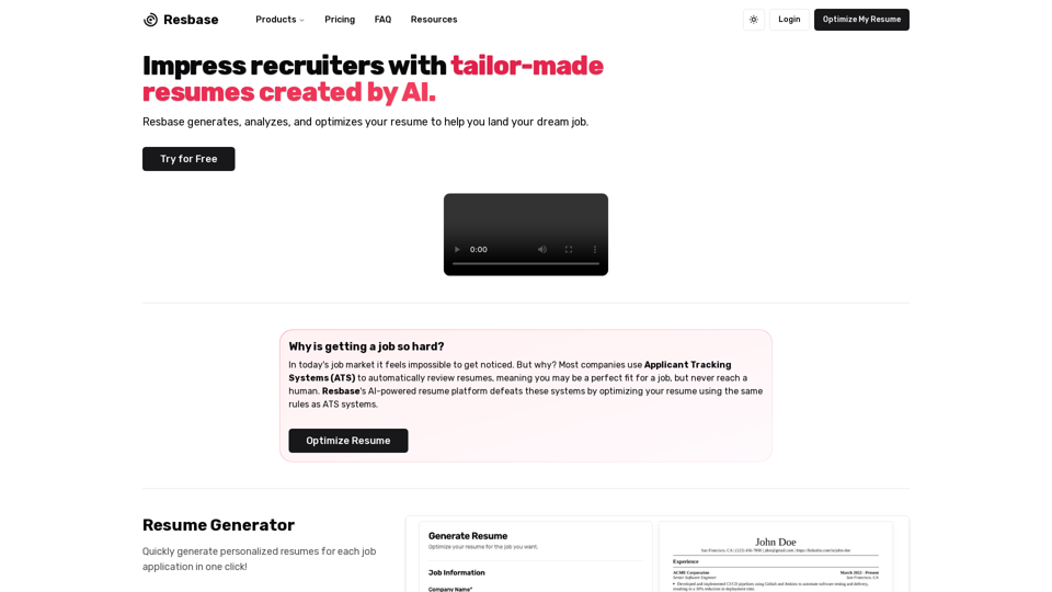 Resbase - AI Resume Builder and Optimizer