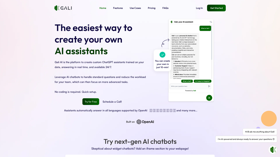 Gali - Custom AI chatbot