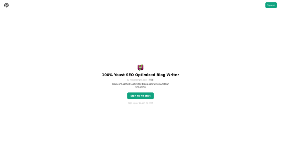 ChatGPT - 100% Yoast SEO Optimized Blog Writer