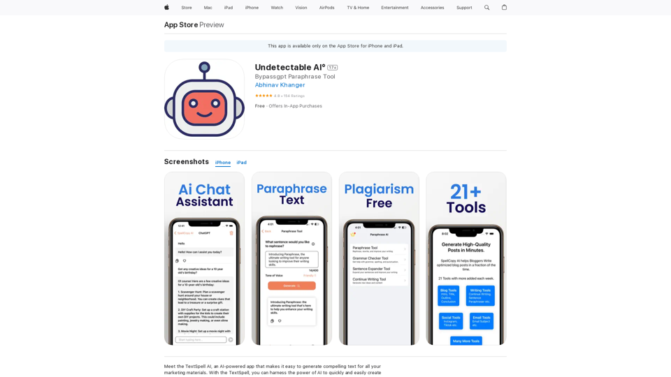 앱 스토어上的 Undetectable AI° 앱 스토어上的 Undetectable AI°