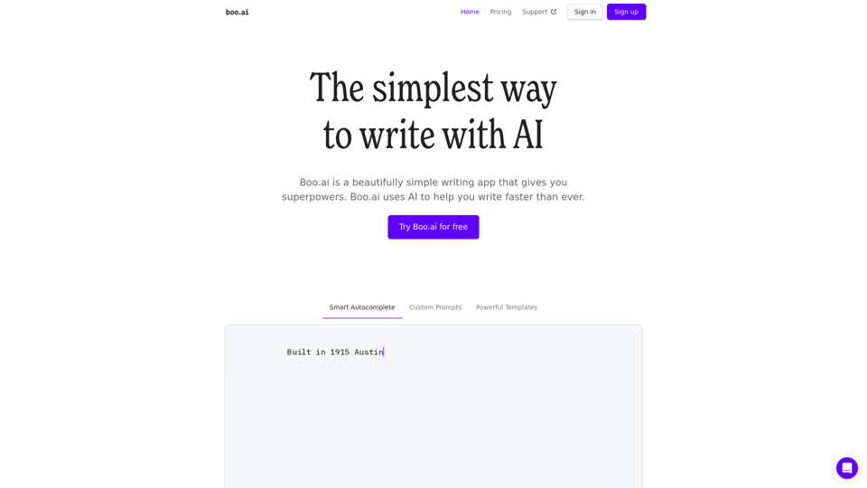 Minimalist AI-powered writing assistant · boo.ai