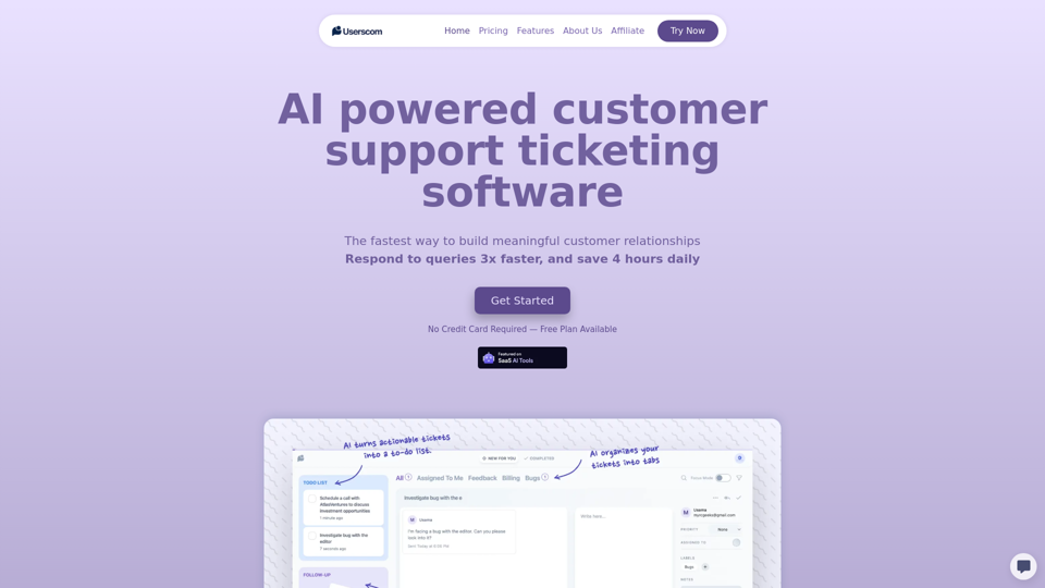 Userscom — A simple, smart, AI-powered ticketing software