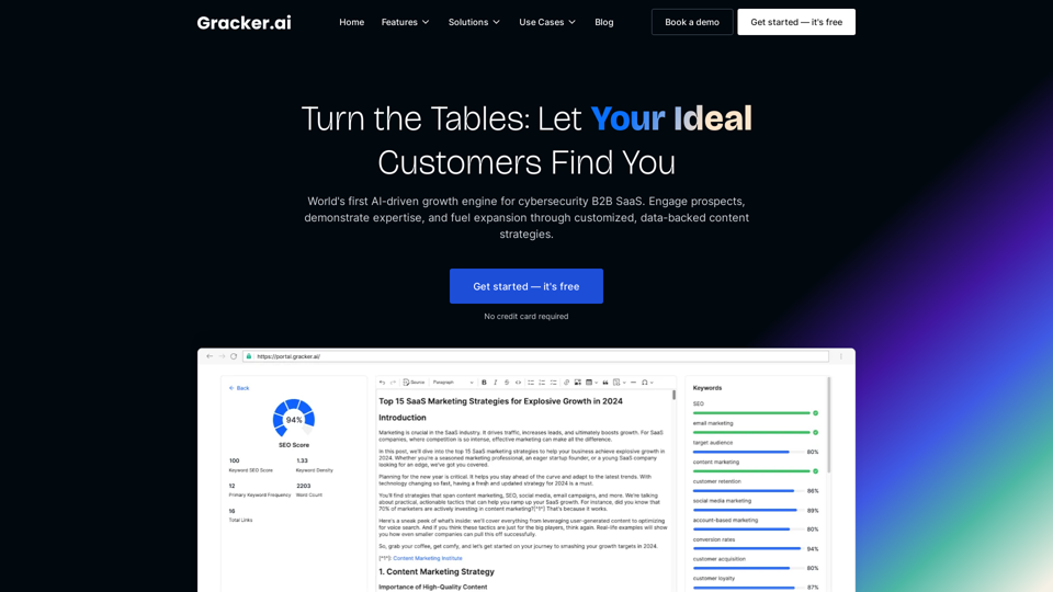 Boost Brand Authority & Leads: GrackerAI for Cybersecurity SaaS
