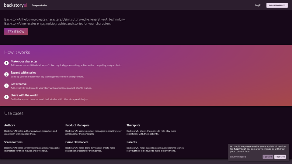 BackstoryAI Website