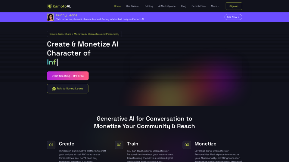 Home | Kamoto.AI: Create, Train, & Monetize AI Characters and Personalities