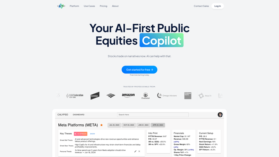 칼립소 - AI-첫 번째 공적 주식 Copilot 칼립소 - AI-첫 번째 공적 주식 Copilot