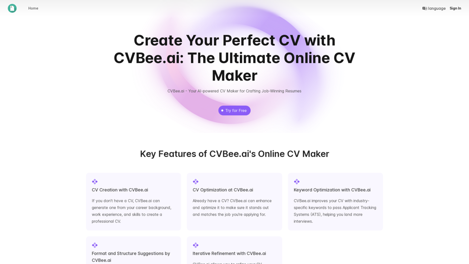 CVBee.ai: AI-파워드 온라인 CV 메이커 | 이력서 빌더 & CV 최적화 CVBee.ai: AI-파워드 온라인 CV 메이커 | 이력서 빌더 & CV 최적화