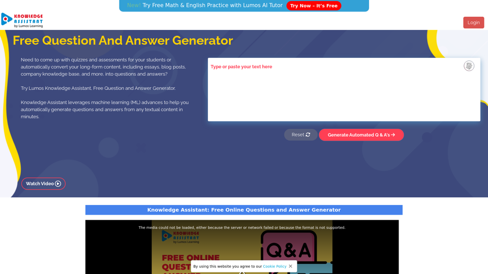 Free Question and Answer Generator Online - Generate Questions & Answers from Text | Lumos Learning