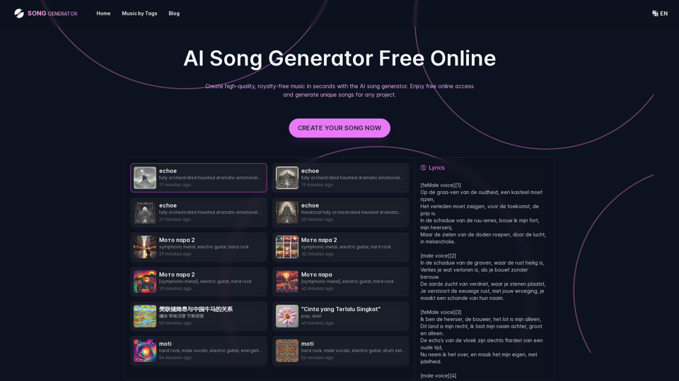 SongGenerator.io: Erstellen Sie Musik mit KI-Liedgenerator Kostenlos Online