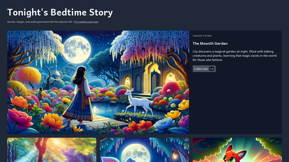 Tonight's Bedtime Story: AI-powered bedtime stories generated daily