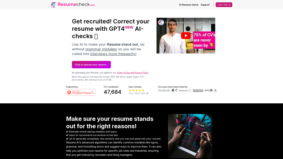 #1 Resume improvement platform | resumecheck.net