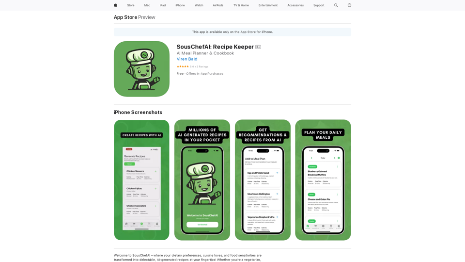 SousChefAI: Recipe Keeper on the App Store