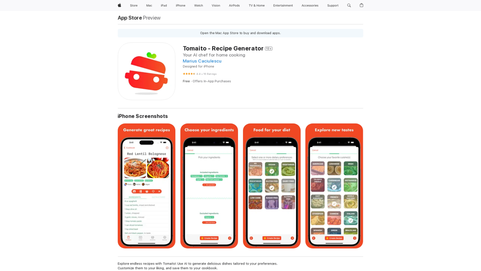 Tomate - Rezeptgenerator im App Store